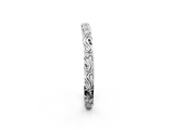 10K White Gold Round Diamond Bar Set Eternity Band with Filigree Design