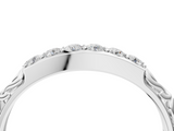 10K White Gold Round Diamond Bar Set Eternity Band with Filigree Design