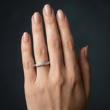 10K White Gold Round Diamond Bar Set Eternity Band with Filigree Design