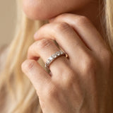 10K White Gold Round Diamond Bar Set Eternity Band with Filigree Design