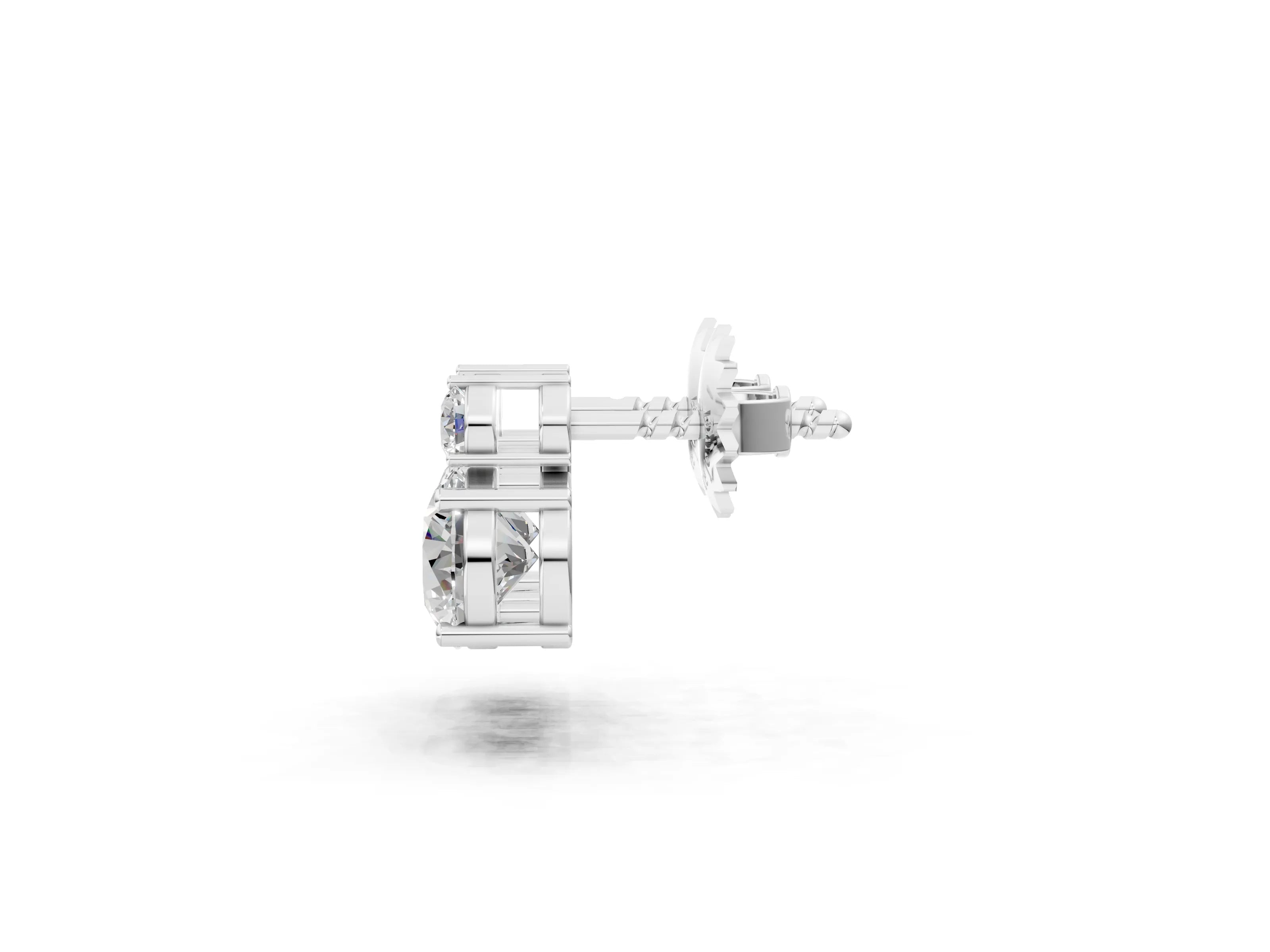 White gold Round Diamond Basket-Set Stud Earrings with Diamond Accent_1