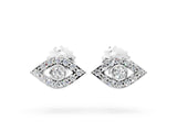White gold Round Diamond Bezel Center Evil Eye Stud Earrings_4