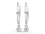 White gold Round Diamond Bezel Drop Huggie Hoop Earrings_8