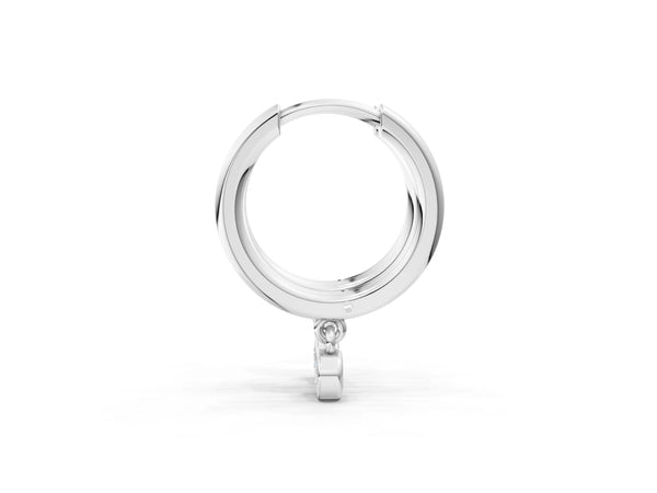 Platinum Round Diamond Bezel Drop Huggie Hoop Earrings