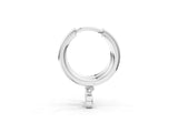 White gold Round Diamond Bezel Drop Huggie Hoop Earrings_9