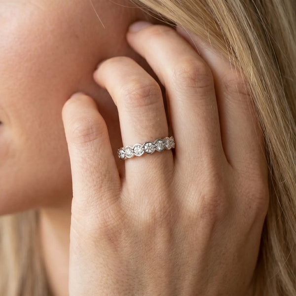 White gold Round Diamond Bezel Set Eternity Band