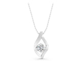 White gold Round Diamond Bezel-Set Leaf Pendant_11