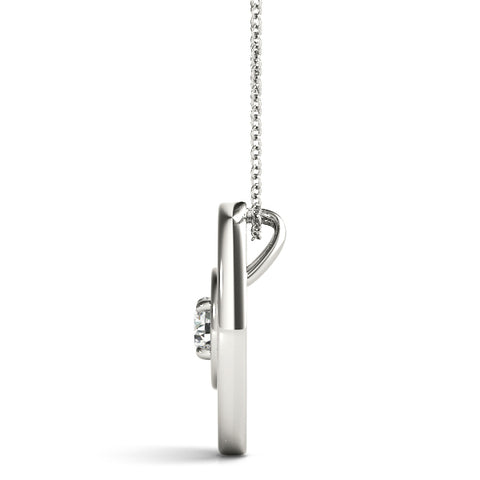 White gold Round Diamond Bezel Set Pendant with Double Halo 2