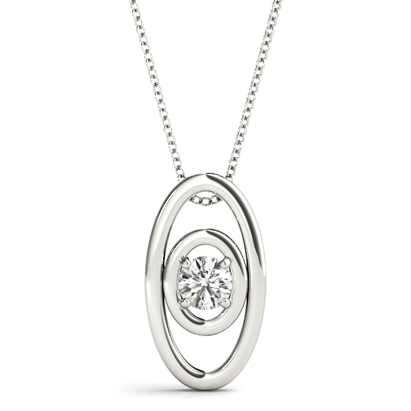 White gold Round Diamond Bezel Set Pendant with Double Halo