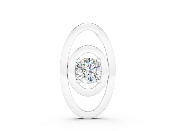 Silver Round Diamond Bezel Set Pendant with Double Halo
