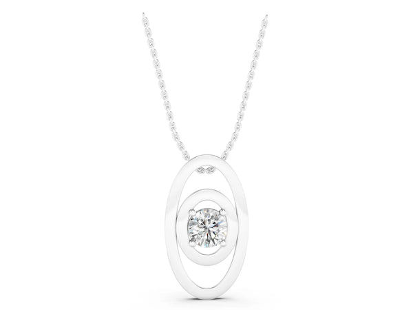 White gold Round Diamond Bezel Set Pendant with Double Halo