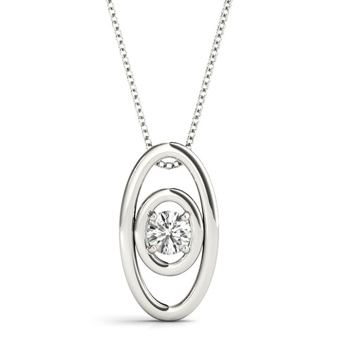White gold Round Diamond Bezel Set Pendant with Double Halo