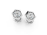 White gold Round Diamond Bezel-Set Stud Earrings_7