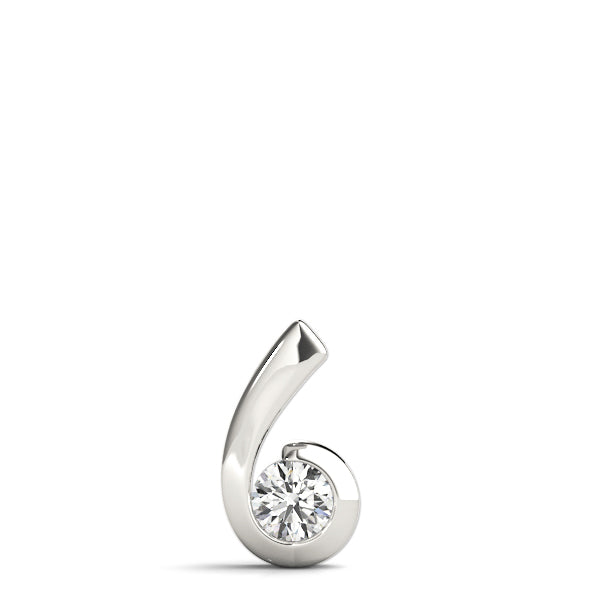 Silver Round Diamond Bezel Set Swirl Pendant