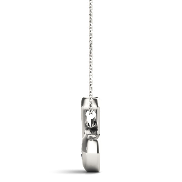 Silver Round Diamond Bezel Set Swirl Pendant
