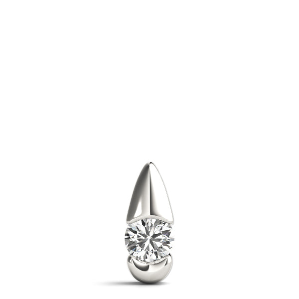 Silver Round Diamond Bezel Set Teardrop Pendant