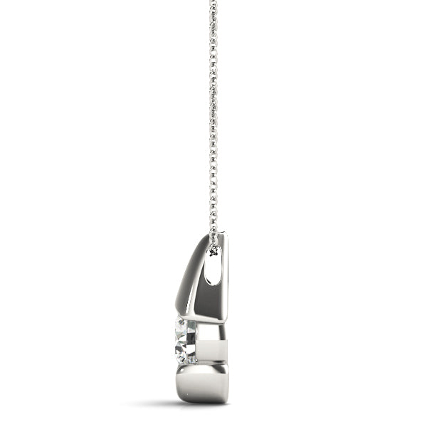 Silver Round Diamond Bezel Set Teardrop Pendant