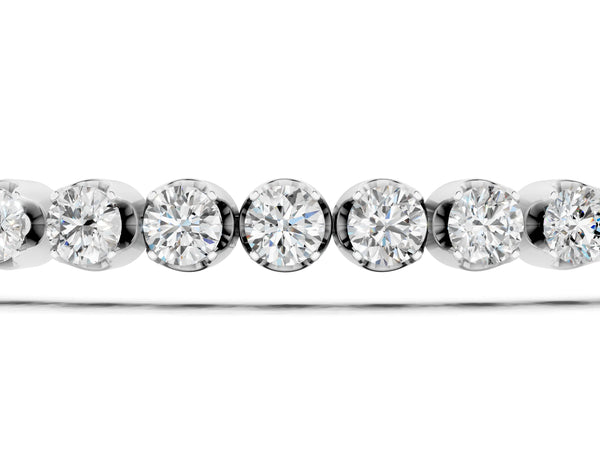 Silver Round Diamond Bezel-Set Tennis Bracelet
