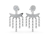 White gold Round Diamond Chandelier Drop Earrings with Round Diamond Accents