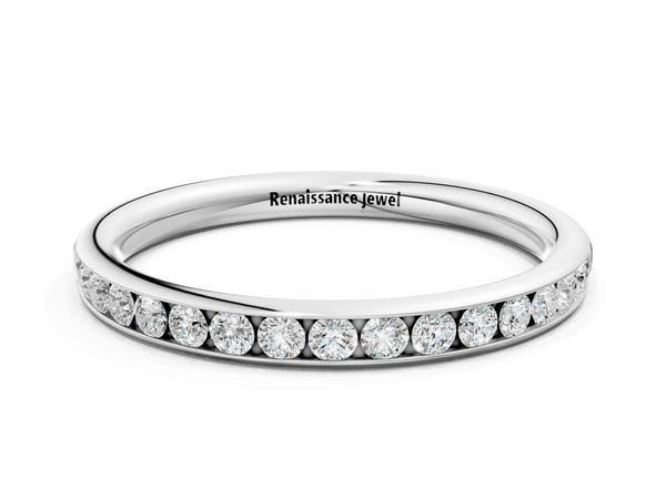 White gold Round Diamond Channel Set Comfort Fit Band