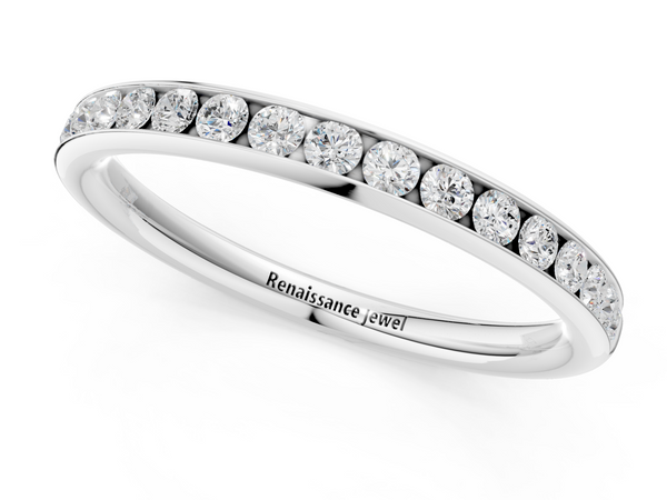Platinum Round Diamond Channel Set Comfort Fit Band
