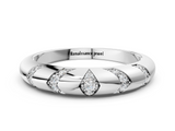 White gold Round Diamond Channel Set Curved Band with Bezel Setting_29
