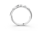 White gold Round Diamond Channel Set Curved Band with Bezel Setting_31