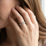 White gold Round Diamond Channel Set Curved Band with Bezel Setting_47