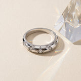 White gold Round Diamond Channel Set Curved Band with Bezel Setting_48