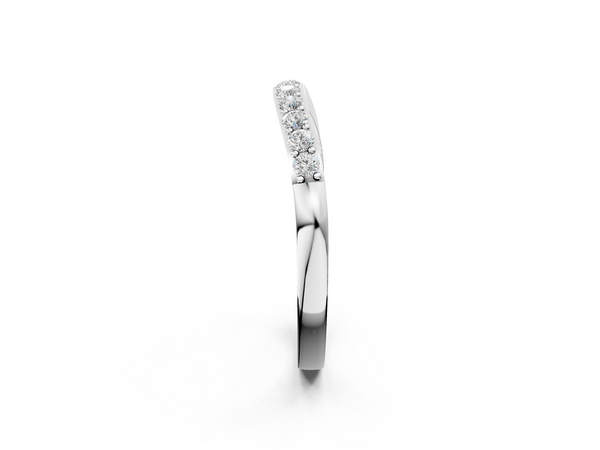 Platinum Round Diamond Curved Wedding Band with Channel Setting