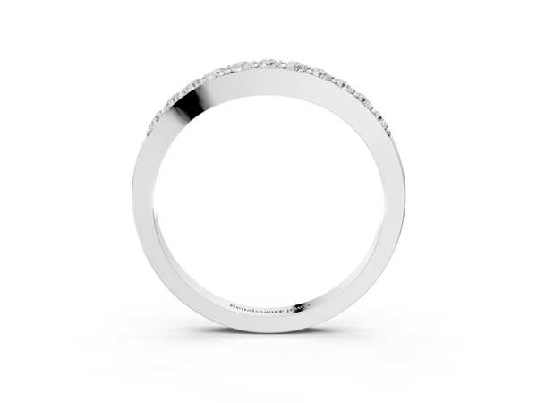 Platinum Round Diamond Curved Wedding Band with Channel Setting