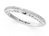 Platinum Round Diamond Channel-Set Eternity Band with Filigree Detailing