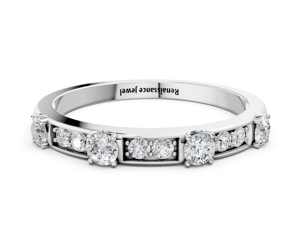 Platinum Round Diamond Channel Set Eternity Band with Prong Setting