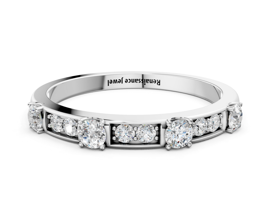 White gold Round Diamond Channel Set Eternity Band with Prong Setting_35