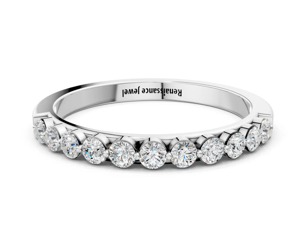 Silver Round Diamond Channel Set Eternity Band