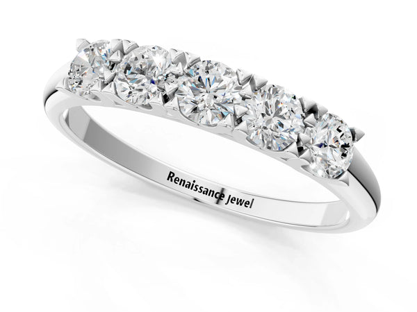 White gold Round Diamond Channel Set Half Eternity Band with Shared Prong Setting