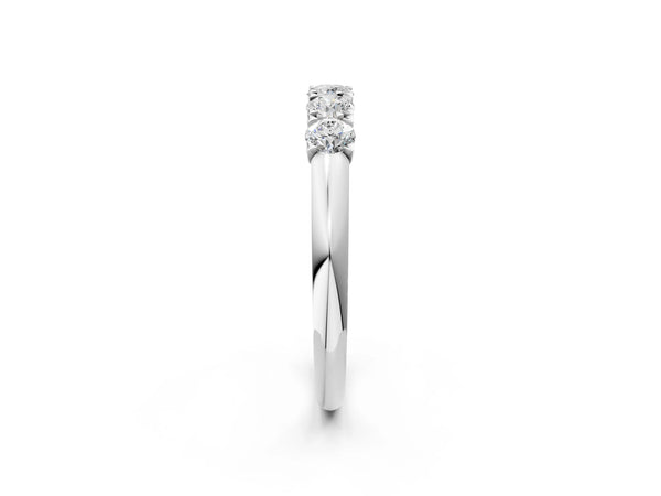 White gold Round Diamond Channel Set Half Eternity Band with Shared Prong Setting