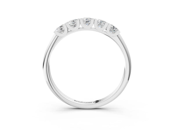 White gold Round Diamond Channel Set Half Eternity Band with Shared Prong Setting