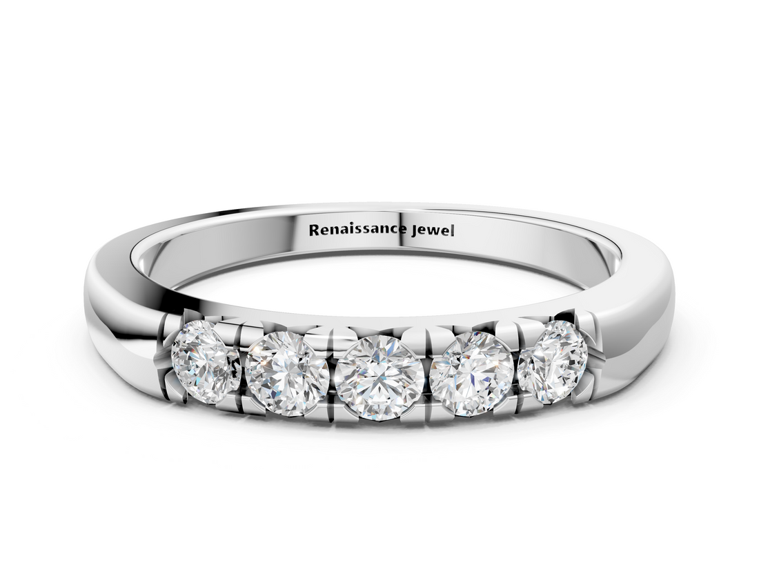 White gold Round Diamond Channel Set Half Eternity Band_12