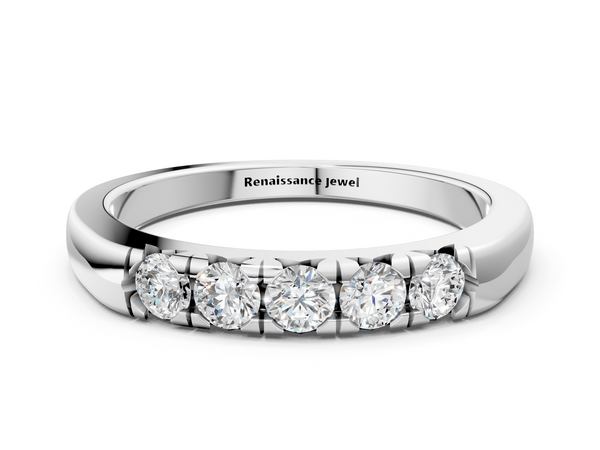 Platinum Round Diamond Channel Set Half Eternity Band
