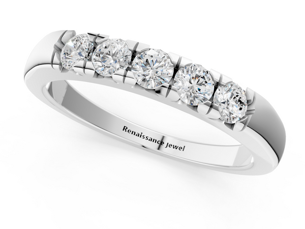 White gold Round Diamond Channel Set Half Eternity Band