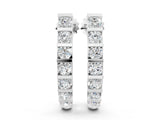 White gold Round Diamond Channel-Set Hoop Earrings with Bar Prong Setting_19