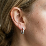 White gold Round Diamond Channel Set Hoop Earrings with Four-Prong Setting_14