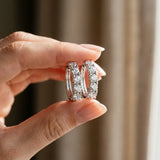 White gold Round Diamond Channel Set Hoop Earrings with Four-Prong Setting_15