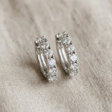 White gold Round Diamond Channel Set Hoop Earrings with Four-Prong Setting_16