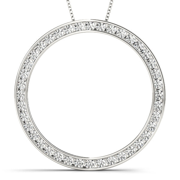 White gold Round Diamond Channel Set Pendant