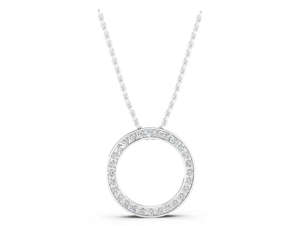 White gold Round Diamond Channel Set Pendant