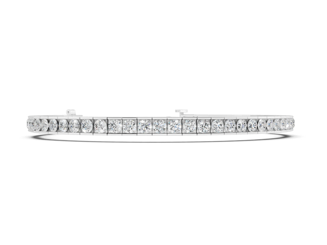 White gold Round Diamond Channel-Set Tennis Bracelet with Box Clasp_2