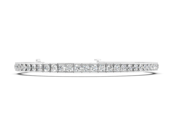 White gold Round Diamond Channel-Set Tennis Bracelet with Box Clasp