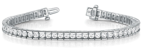 White gold Round Diamond Channel-Set Tennis Bracelet with Box Clasp